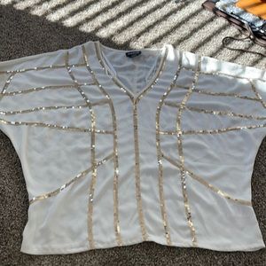 New Bebe white and gold sequin top size medium m